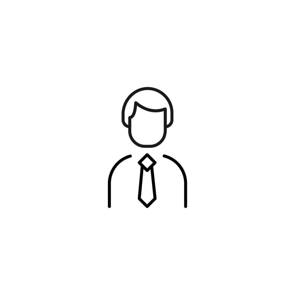 Vector sign suitable for web sites, apps, articles, stores etc. Simple monochrome illustration and editable stroke. Line icon of faceless man in office clothes