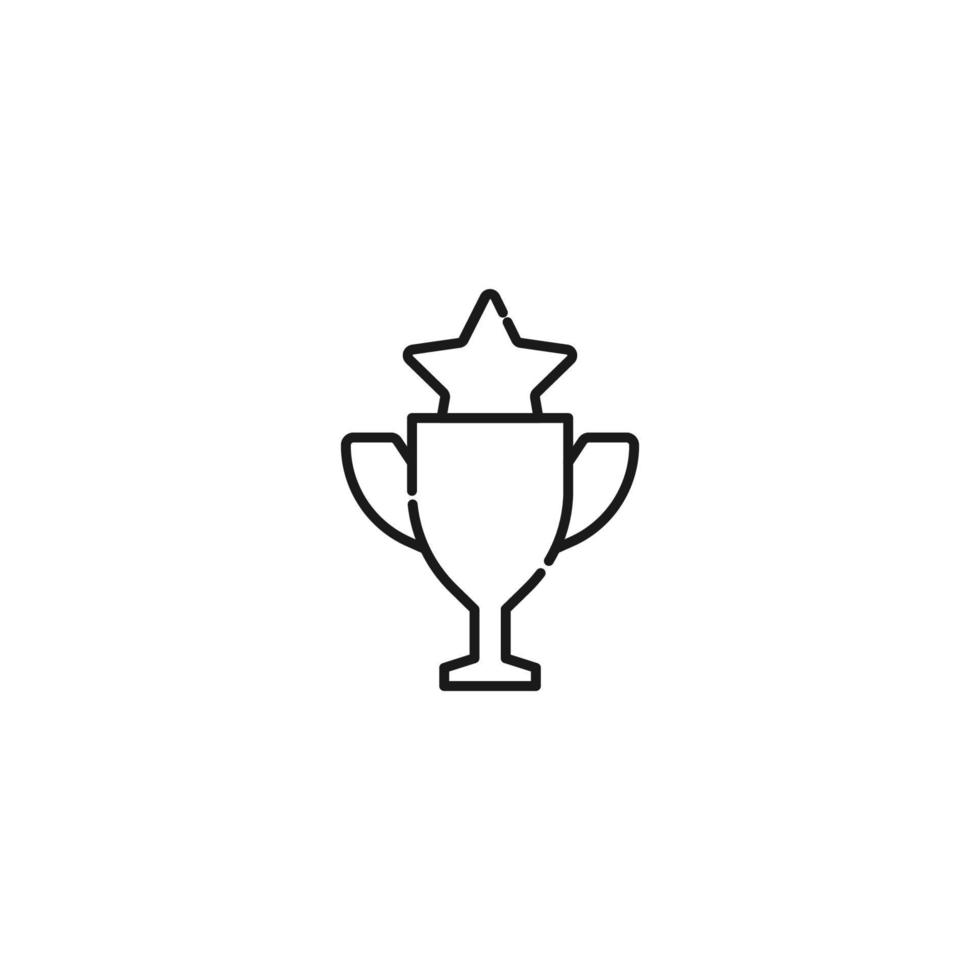 Vector sign suitable for web sites, apps, articles, stores etc. Simple monochrome illustration and editable stroke. Line icon of star inside of winner cup