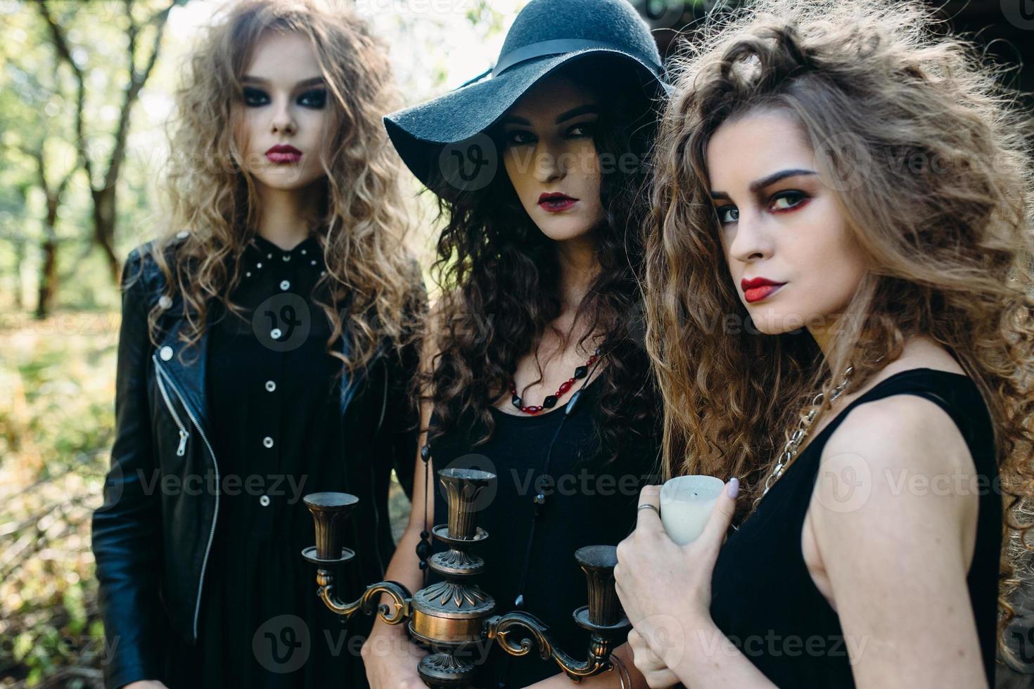 three vintage women as witches photo