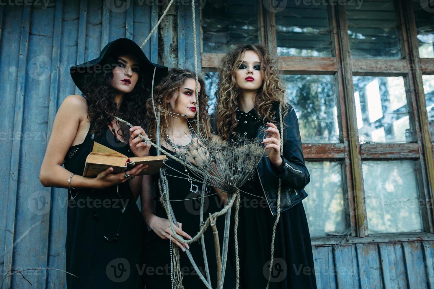 three vintage women as witches photo