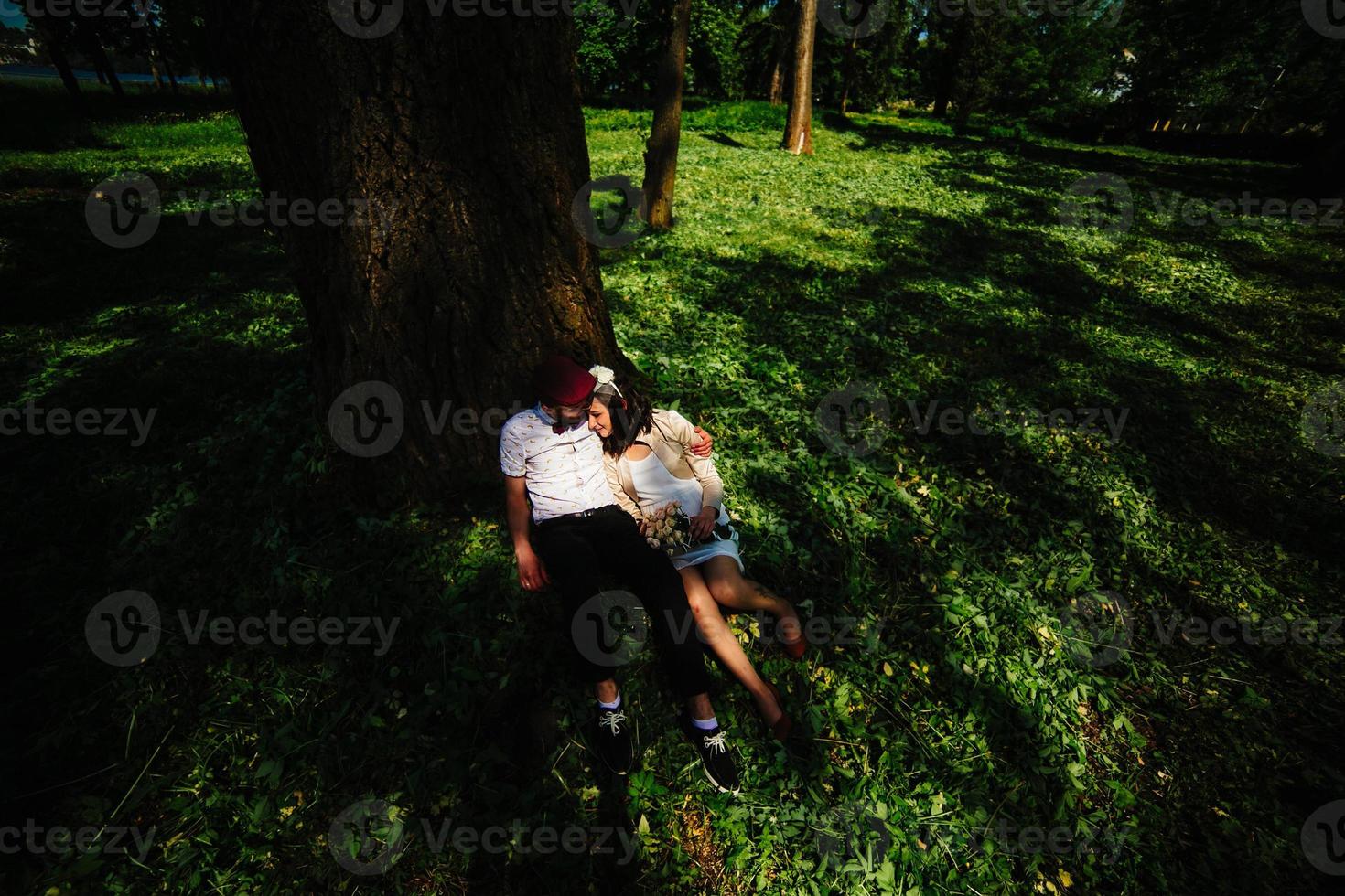 beautiful couple in park photo