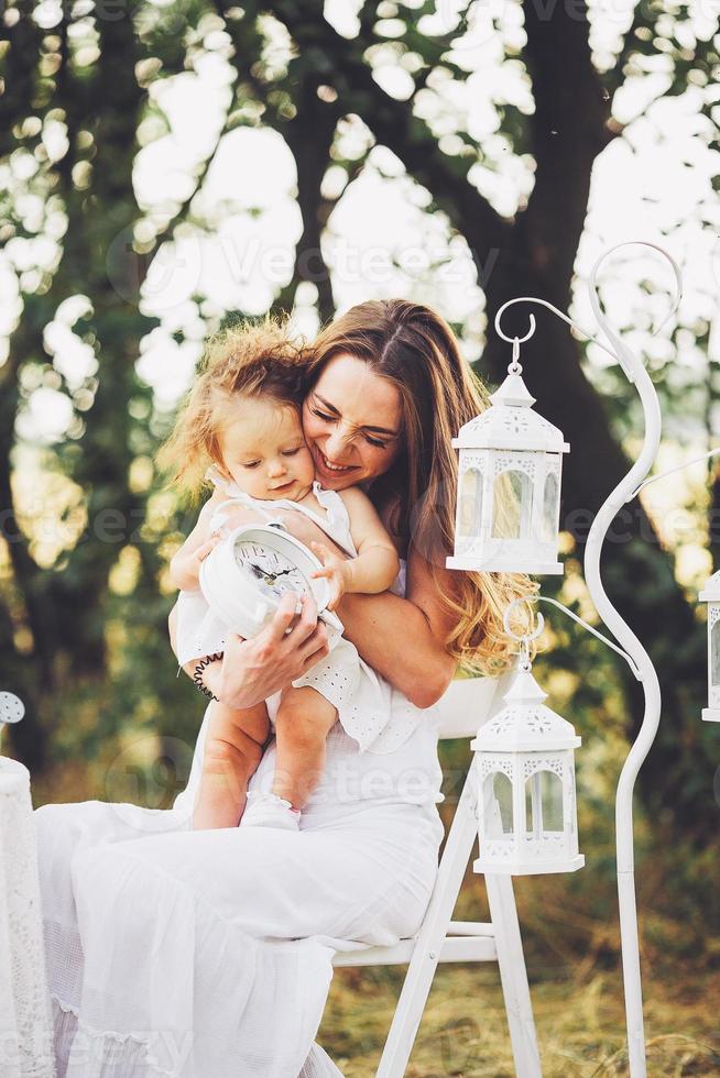 mother and daughter in nature photo