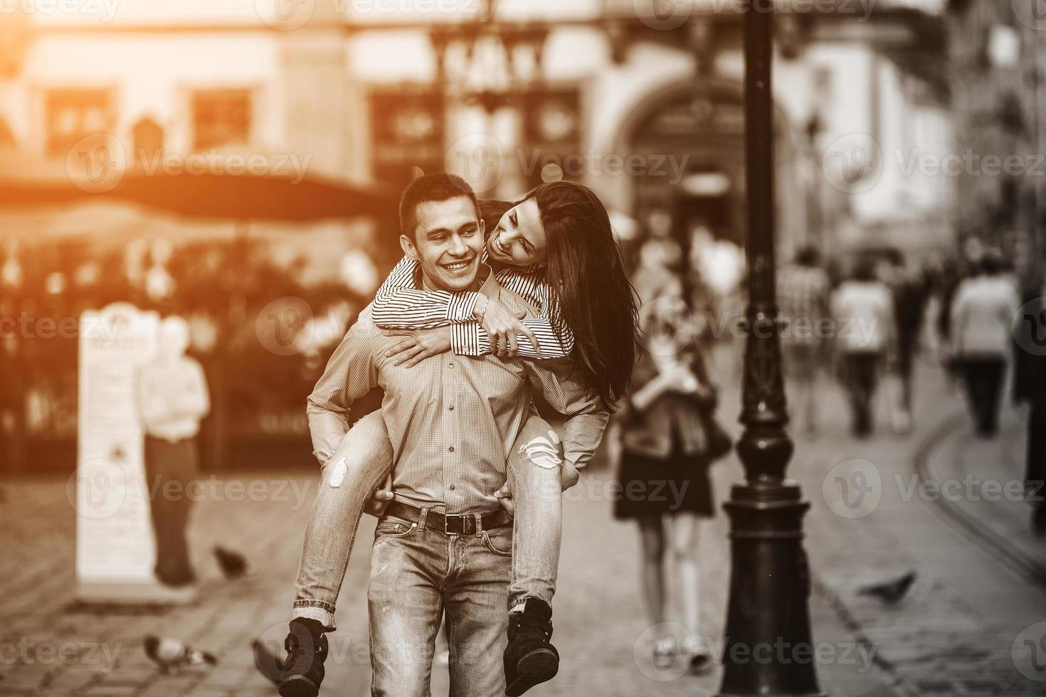 Couple have fun in the city photo