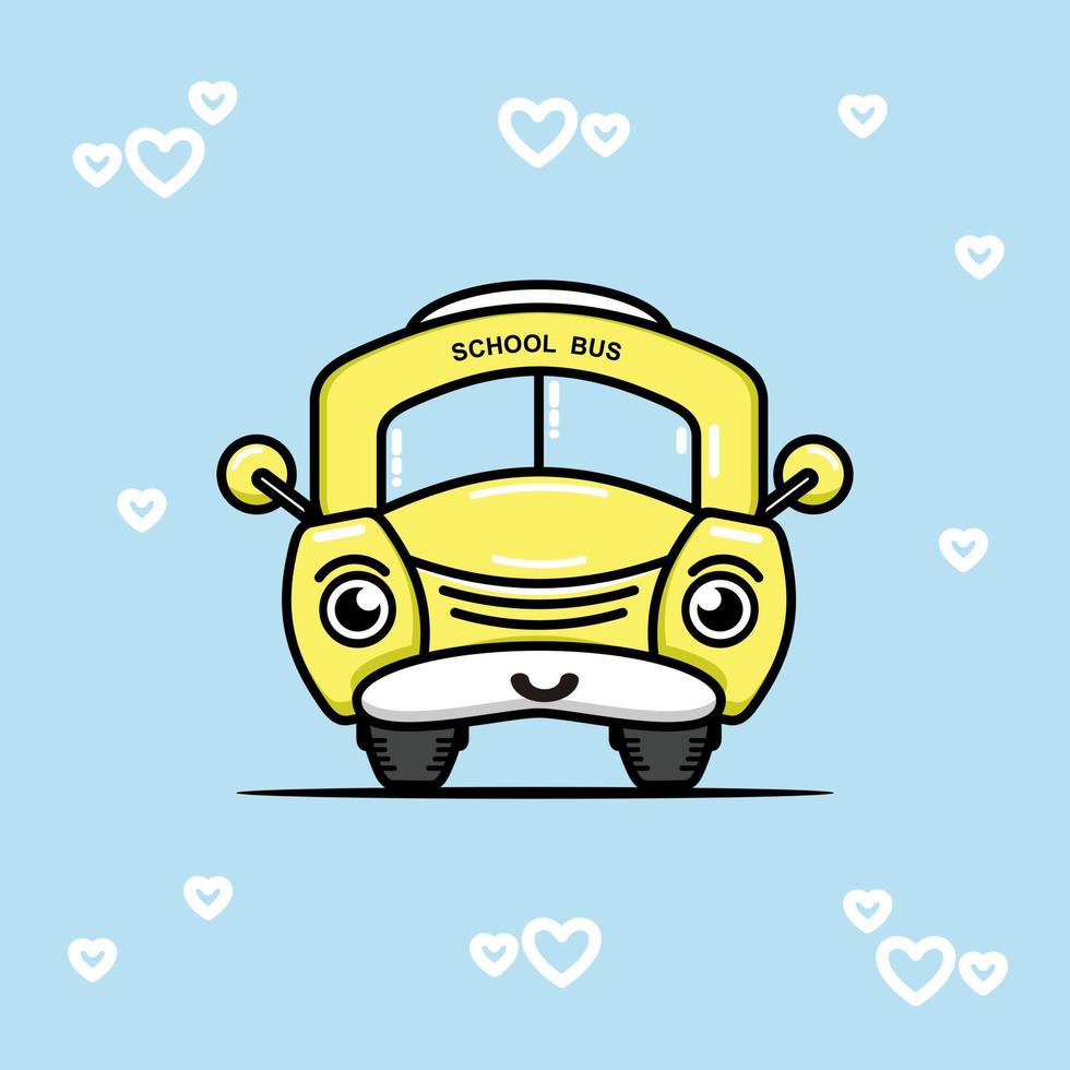 concepto de diseño de autobús escolar lindo amarillo vector