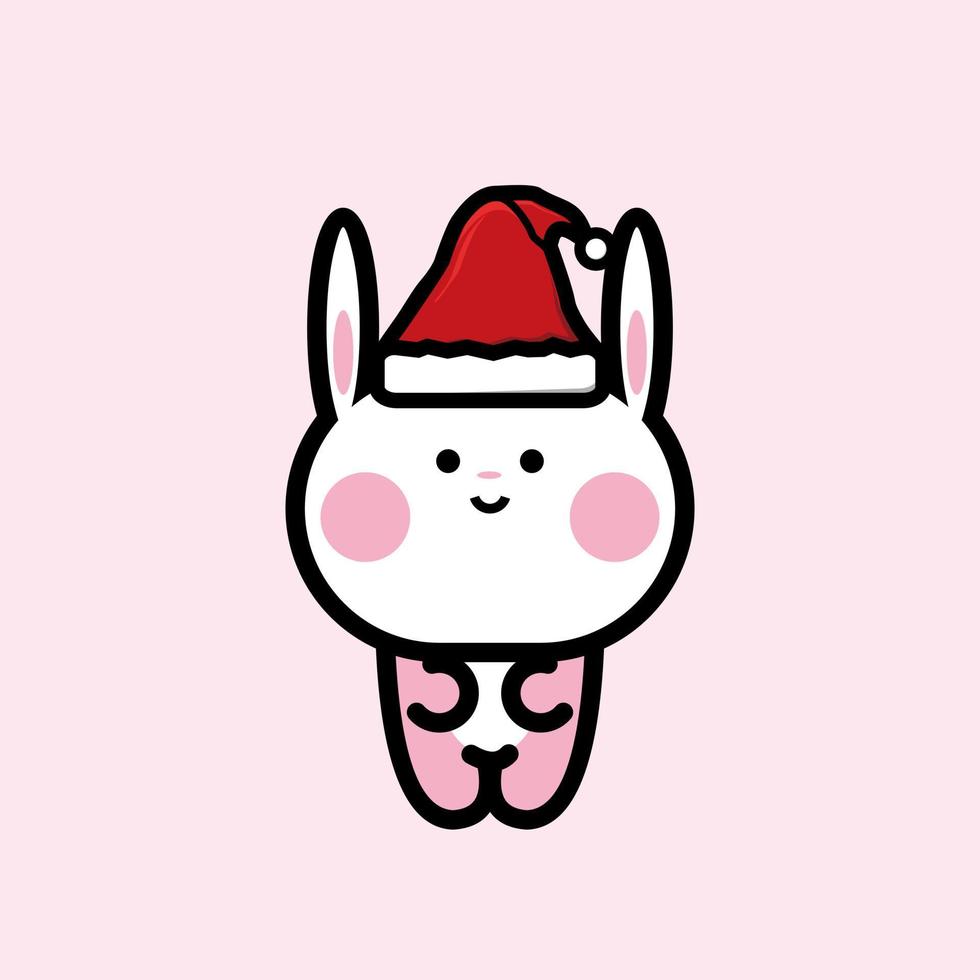 Cute little bunny kid wearing a santa hat, cute little rabbit vector