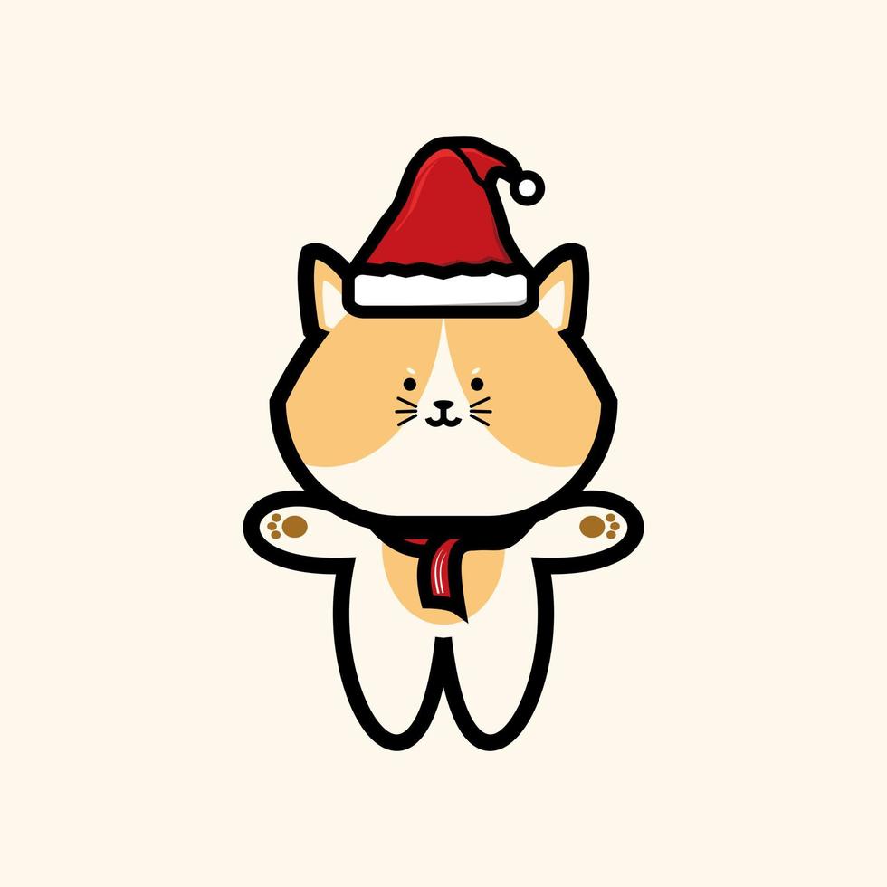 cute little fox cub wearing santa hat, cute fox design vector