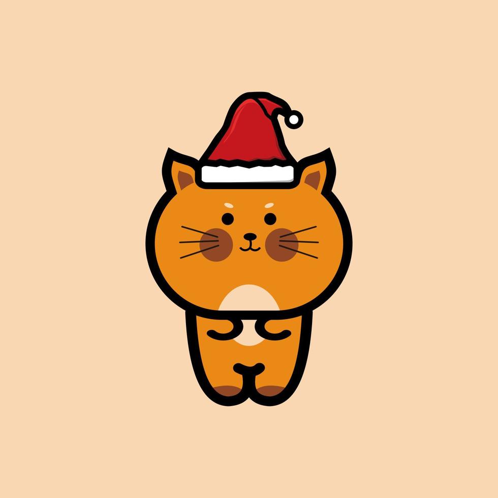 Cute little kitten wearing santa hat, cute animals design, free vector