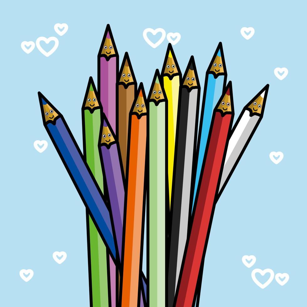 Cute colored pencil design vector