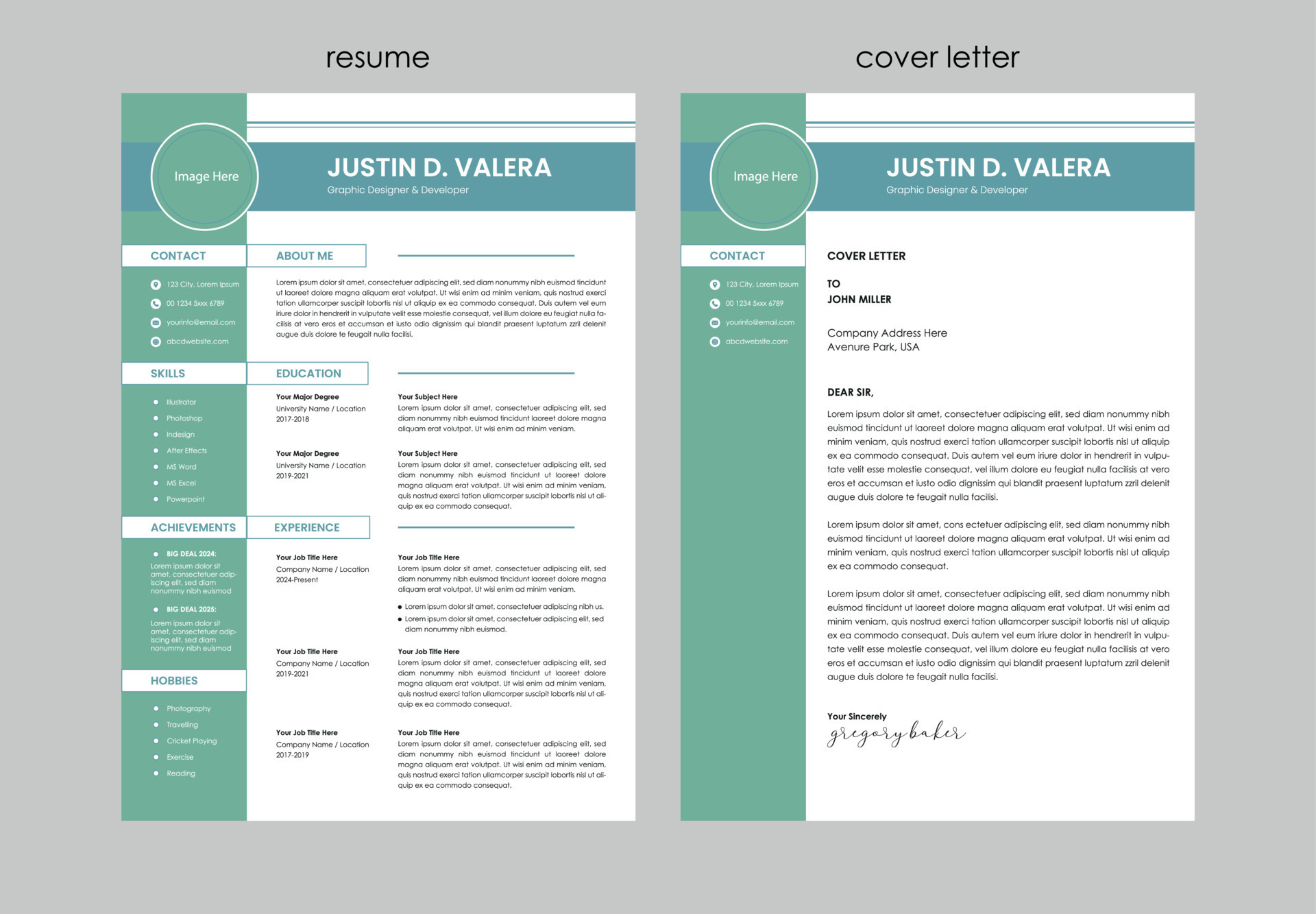 Minimalist resume cv template and - Minimalist Resume Cv Template And Cover Letter Set Free Vector 