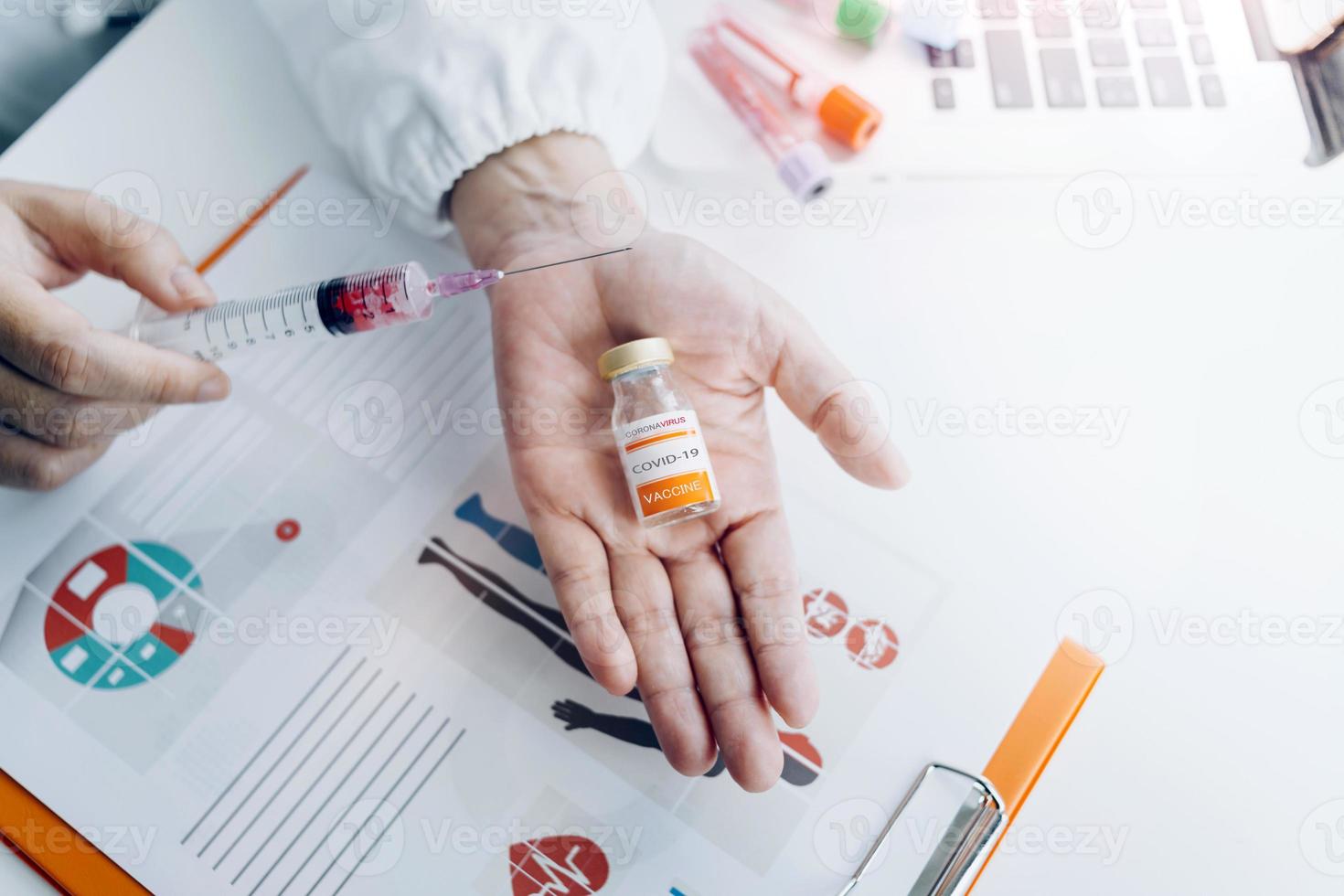 Medicine doctor and stethoscope touching icon medical network connection with modern interface on digital tablet in hospital background. Medical technology network concept photo