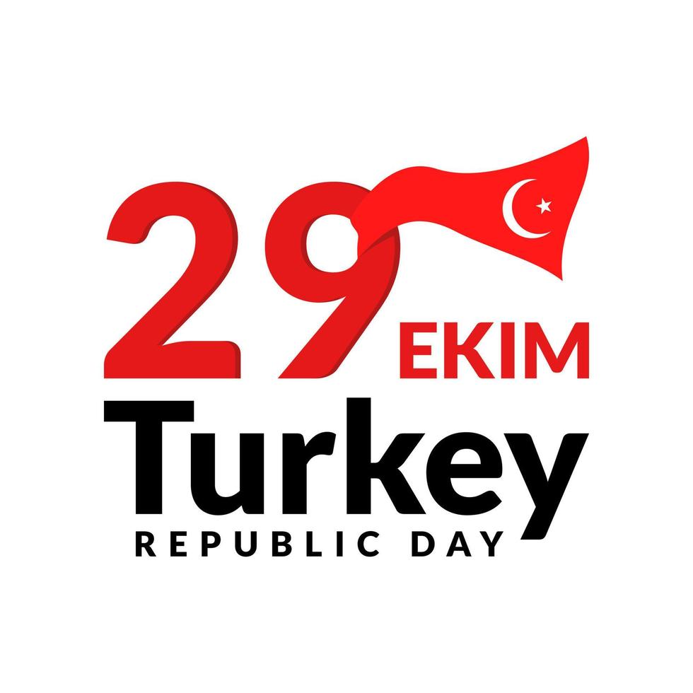 29 ekim cumhuriyet bayrami kutlu olsun. traducción 29 de octubre, feliz día de la república. logotipo de diseño de saludo del día de la independencia de turquía vector