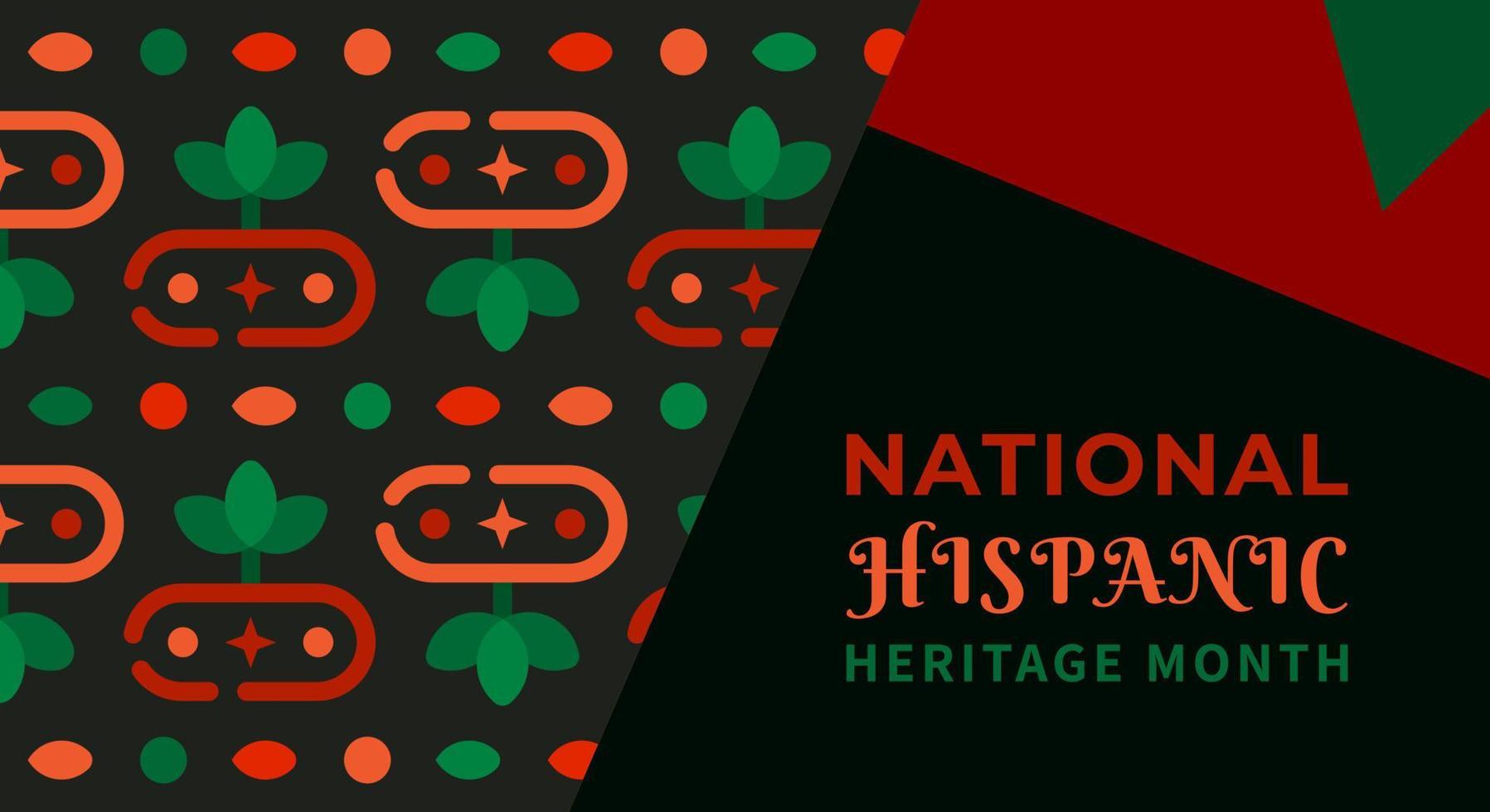 Hispanic heritage month. Abstract floral ornament background design, retro style with text vector