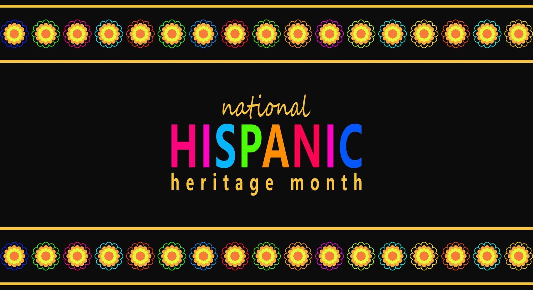Hispanic heritage month. Abstract floral ornament background design, retro style with text, flower vector