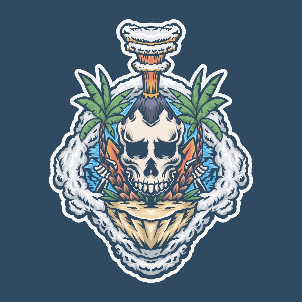 summer skull illustration vector