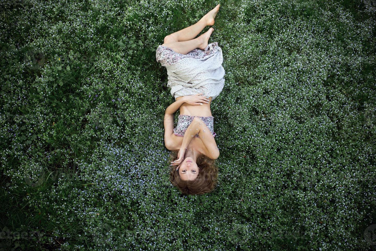 Girl in garden shooted from above photo