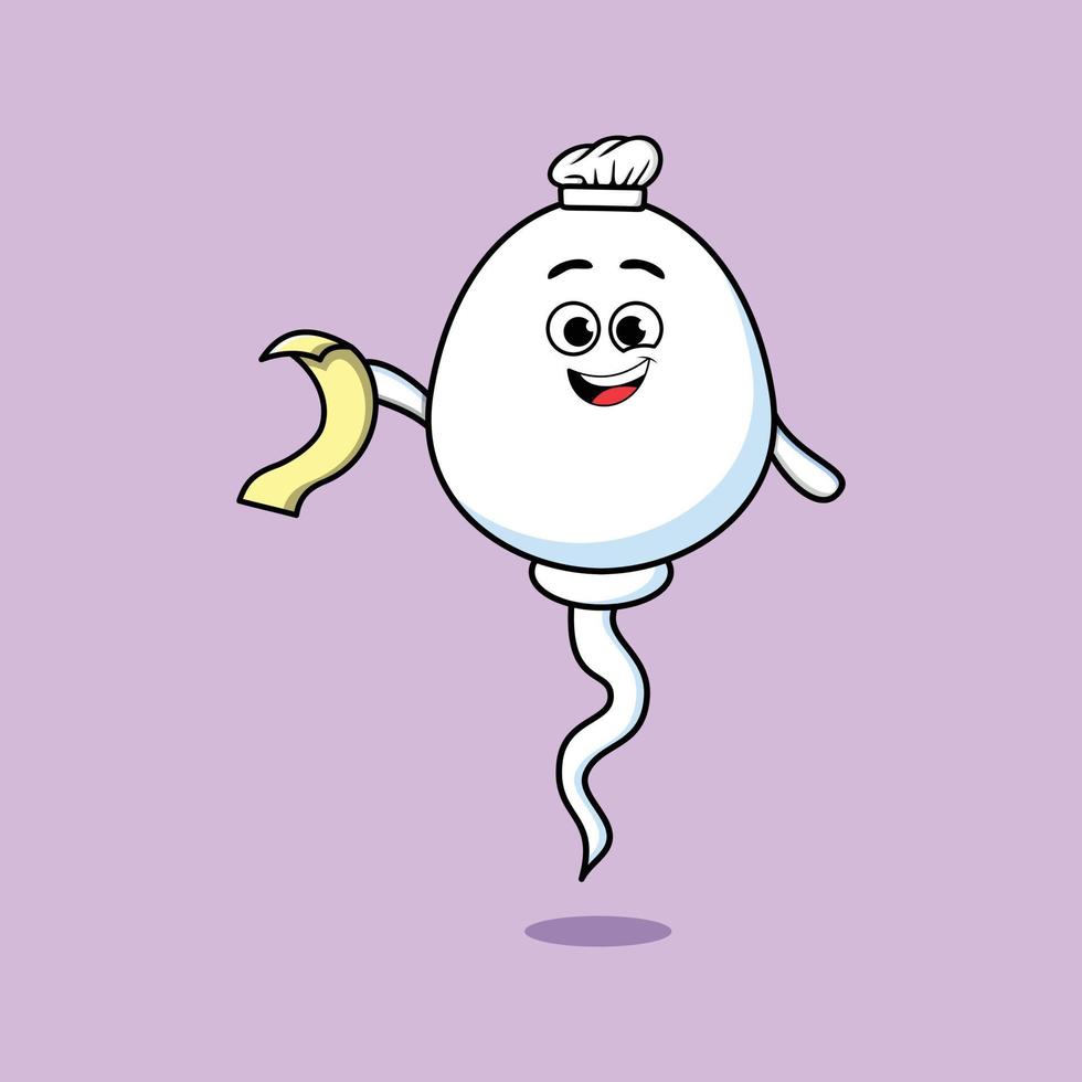 Cute cartoon sperm chef with menu in hand vector