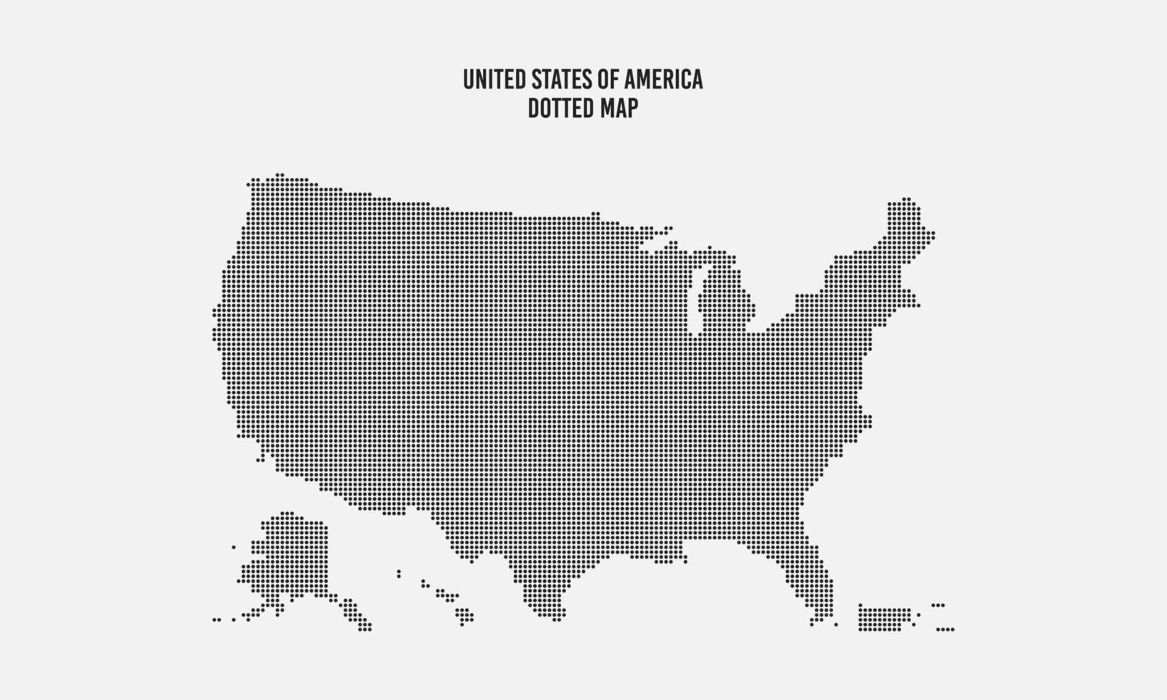 Black halftone dotted united states map vector illustration on light grey background