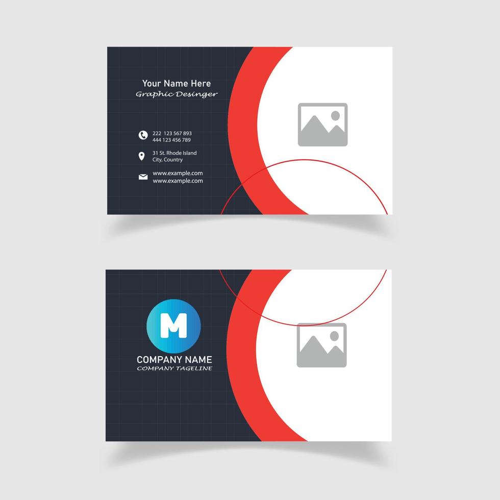 Corporate Business Card Design With Double-Sides For Advertising. vector