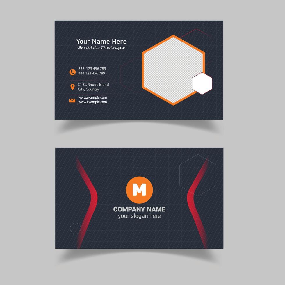 Corporate Business Card Design With Double-Sides For Advertising. vector