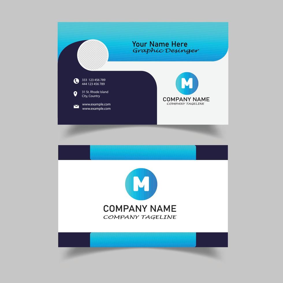 Corporate Business Card Design With Double-Sides For Advertising. vector