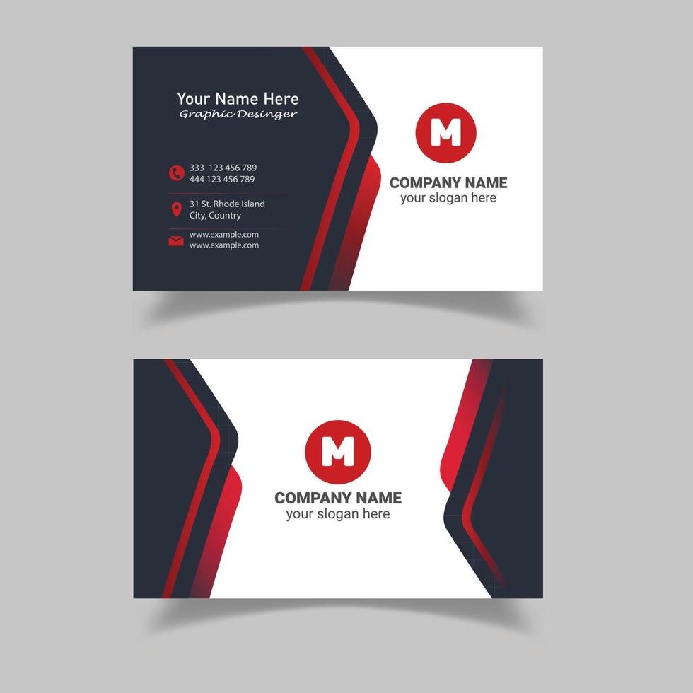 Corporate Business Card Design With Double-Sides For Advertising. vector