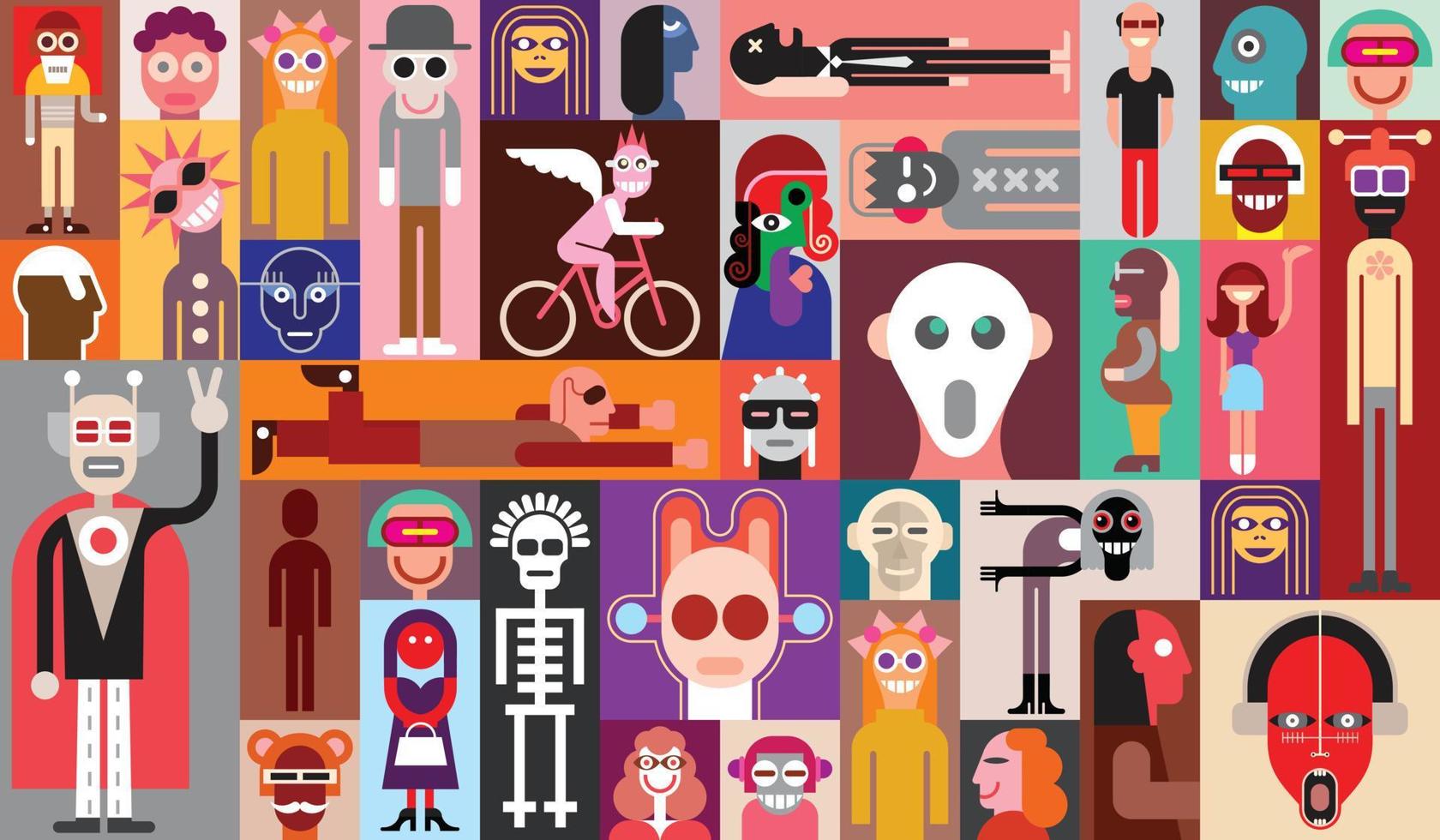 collage de arte pop de personas vector