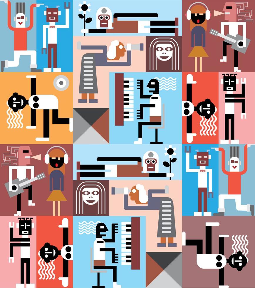 personas y robots vector