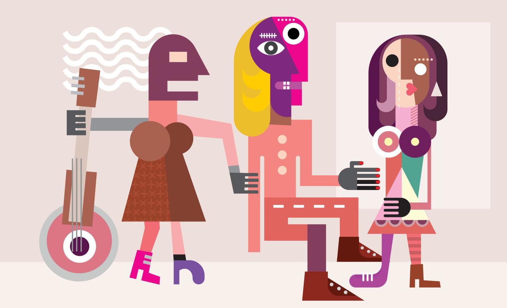 Man Between Two Women vector