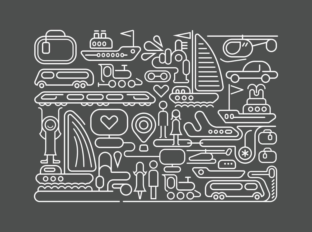 Travel line art vector illustration