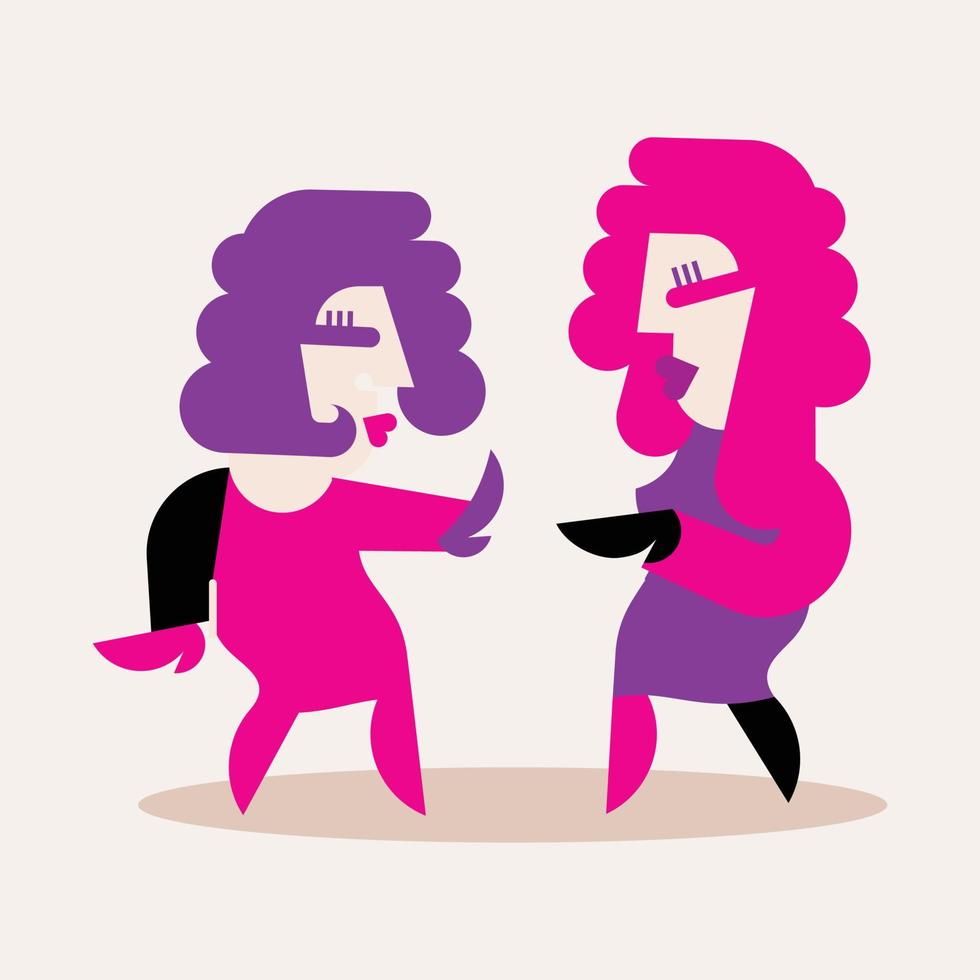 Two dancing women vector illustration