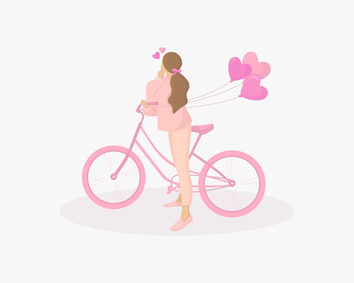 chica enamorada de la bicicleta vector