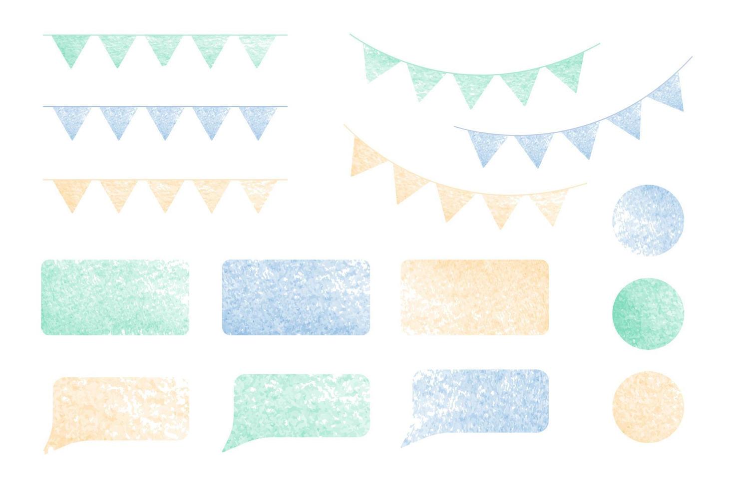 watercolor ribbons and frames set vector