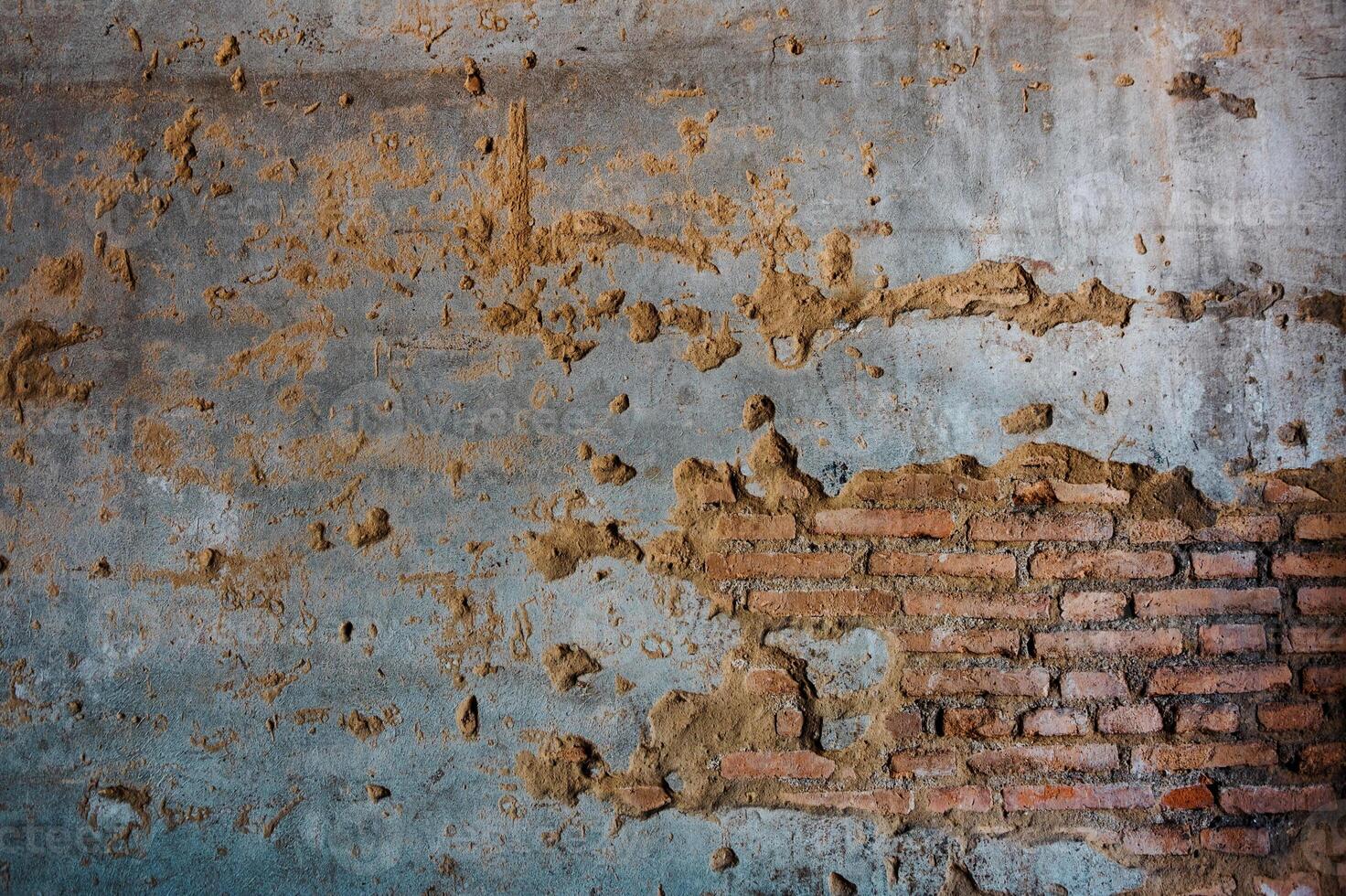 Old red brick wall texture Painted Distressed Wall Surface. Grungy Wide