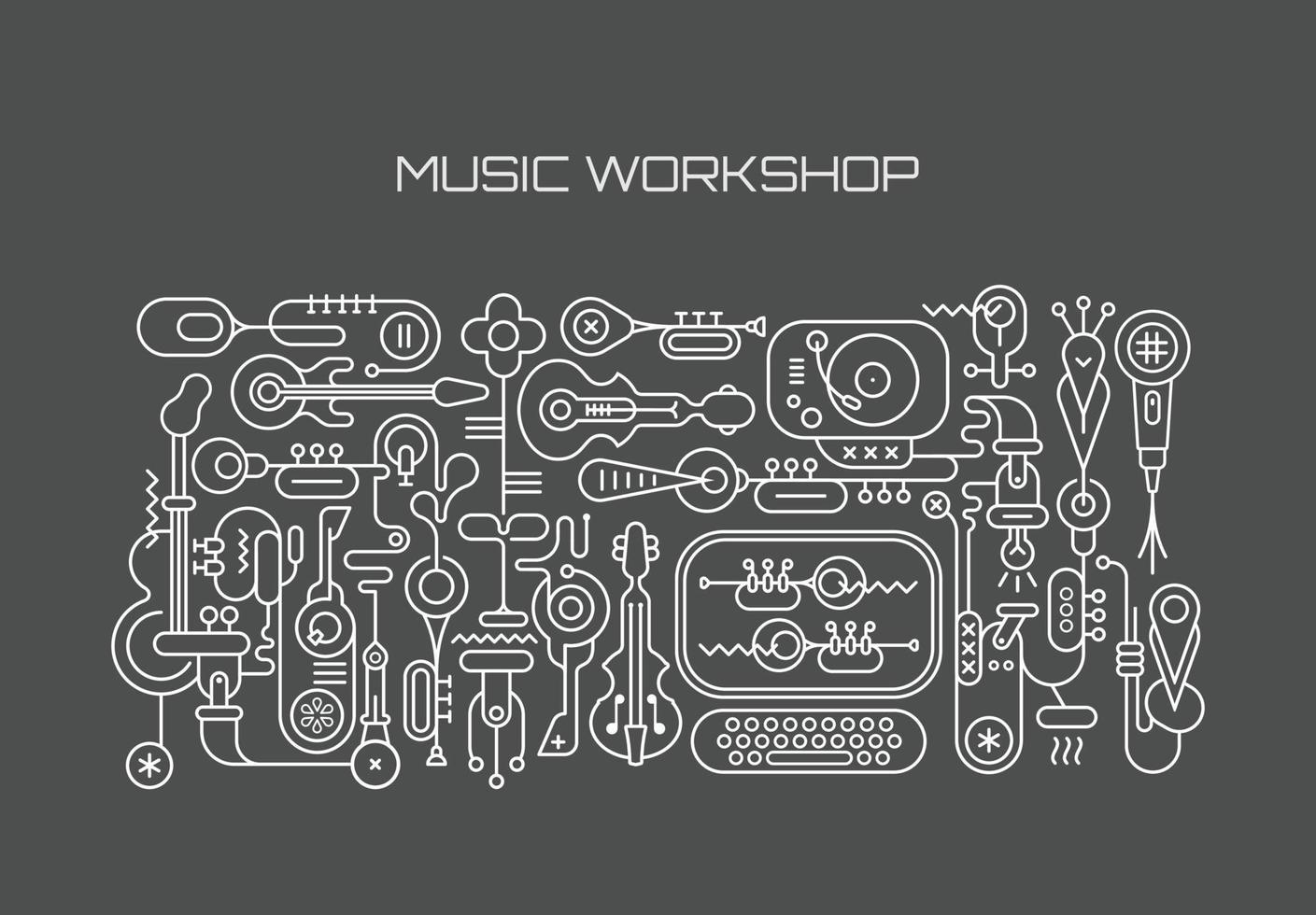 Music Workshop Line Art vector