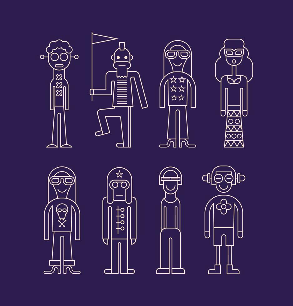 Outline people icon set vector