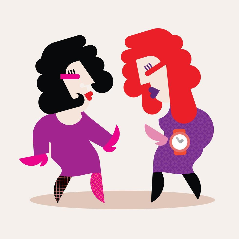 Two dancing women vector illustration