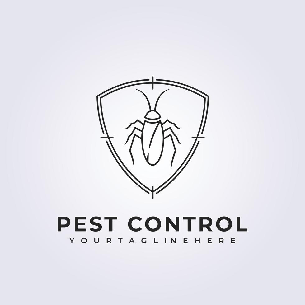 pest control, cockroach insect logo vector minimal line illustration design