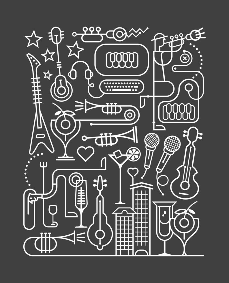 Karaoke Party Line Art vector