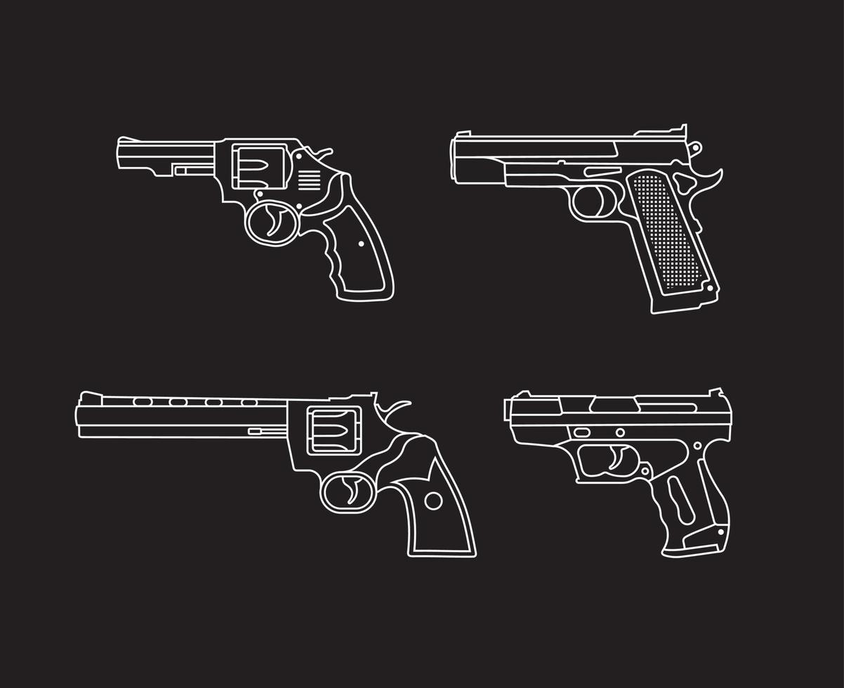 arte de línea vectorial de pistolas vector