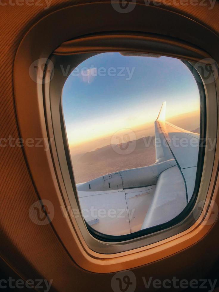 view through the airplane window photo