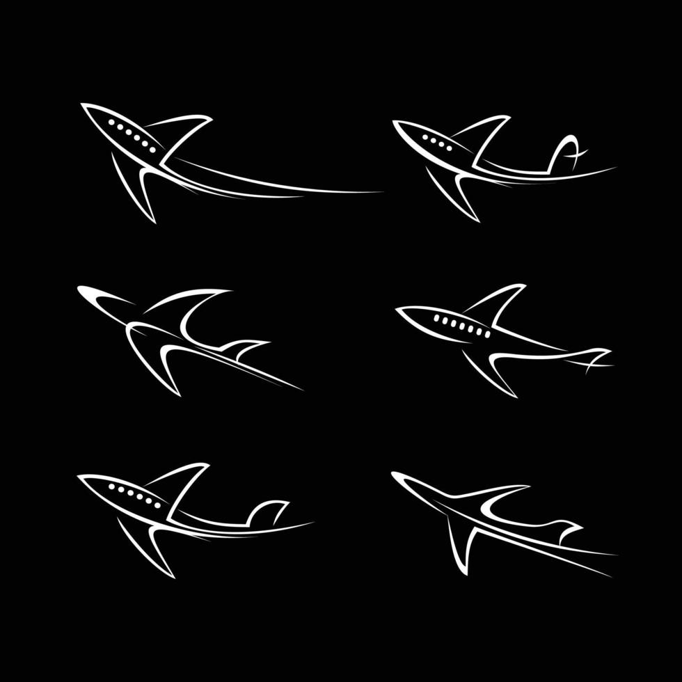 Flying airplane icons vector