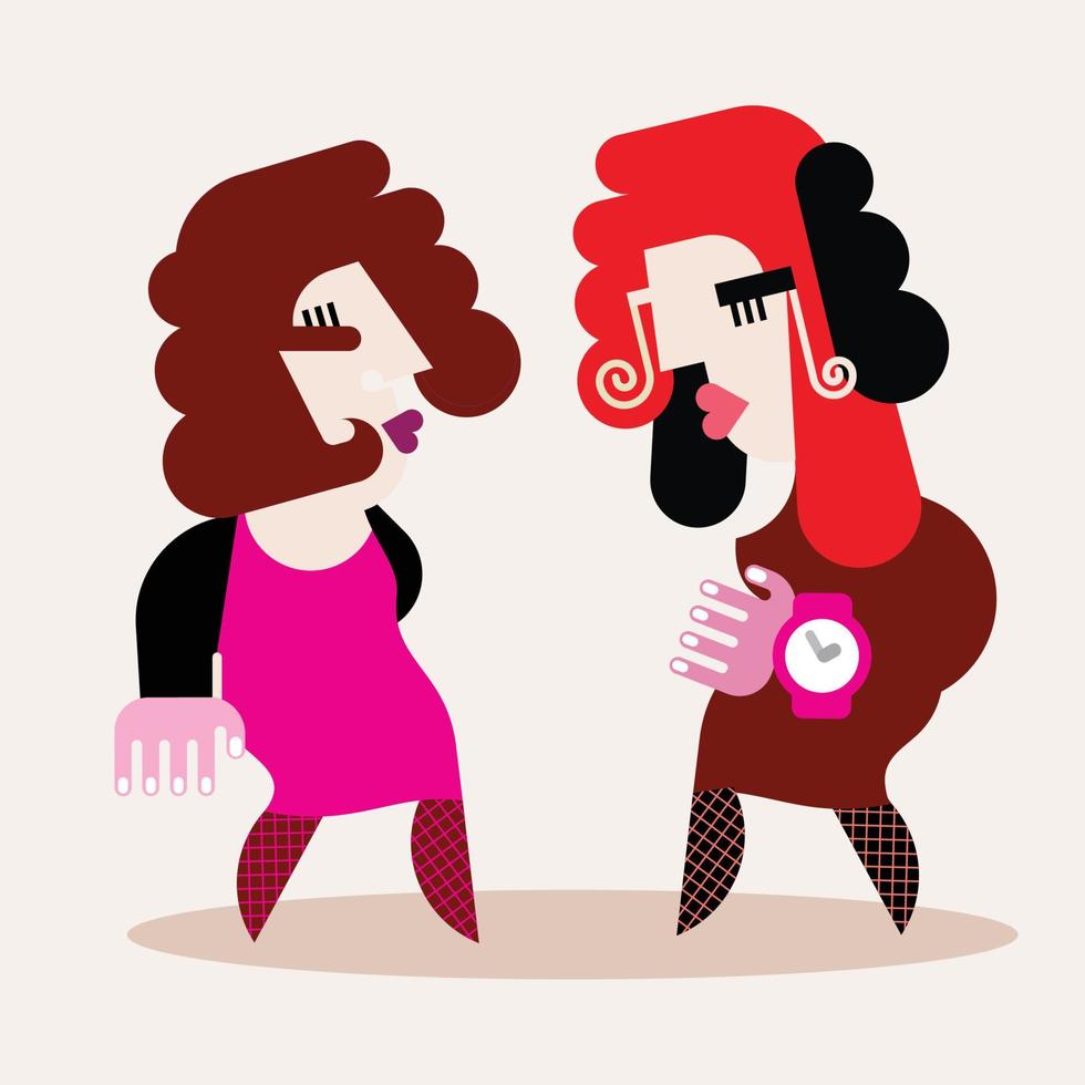 Two dancing women vector illustration