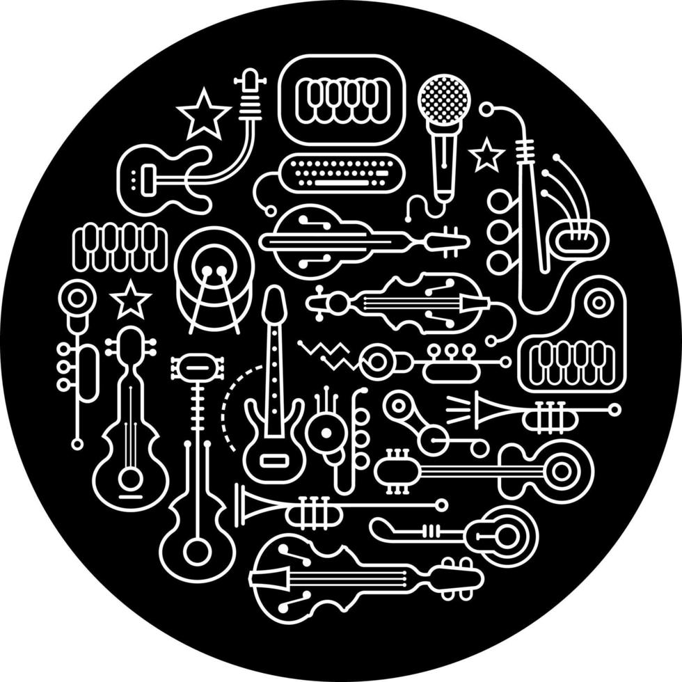 Musical Instruments Round Shape Design vector