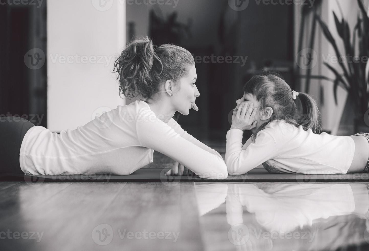 Charming family spends time in the gym photo