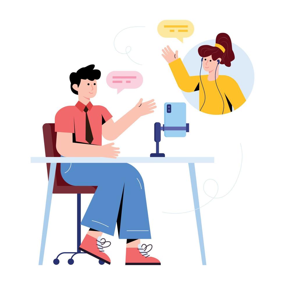 A girl using social media flat vector download