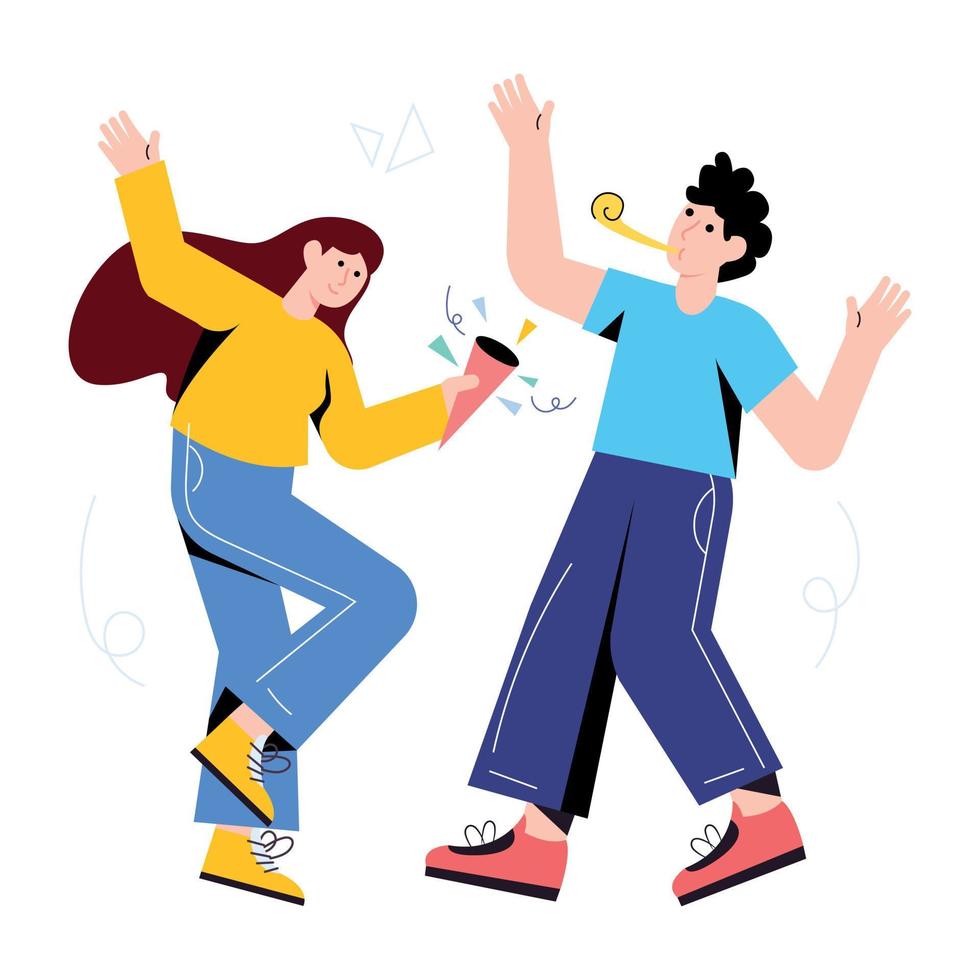 Persons having fun, flat illustration of party vector