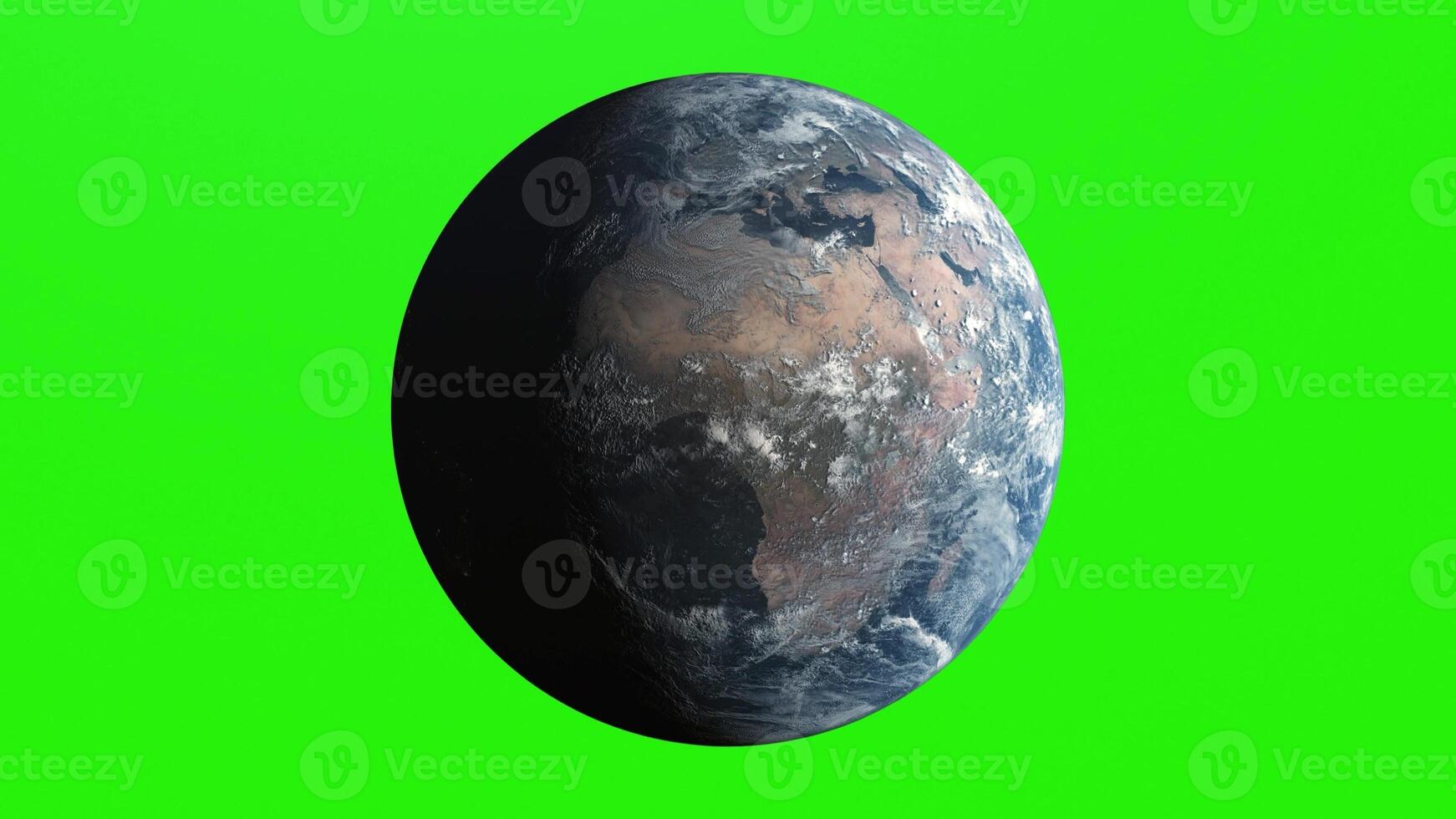Flight to earth - earth in space on Green Screen. High detailed texture. 3d illustration photo