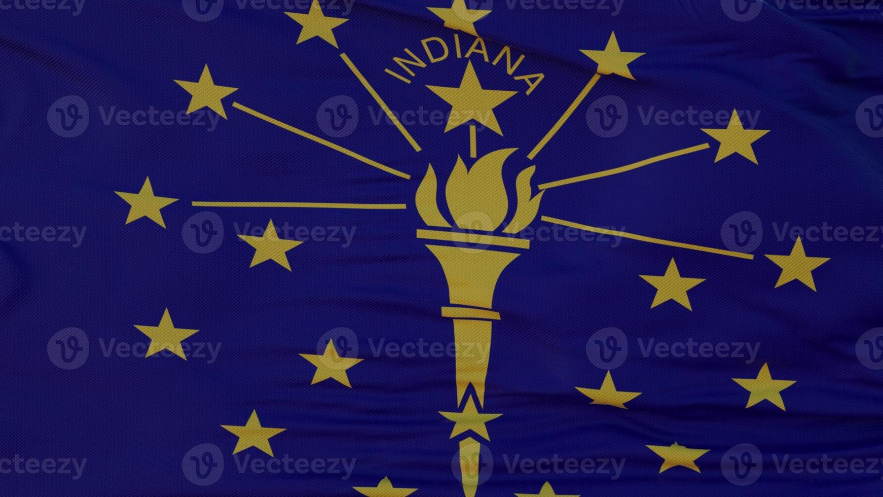 Flag of Indiana state, region of the United States, waving at wind. 3d illustration photo