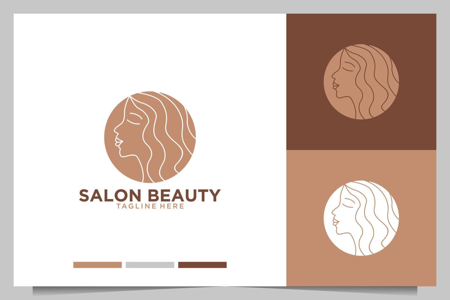 salón de belleza con diseño de logotipo de cara de mujer vector