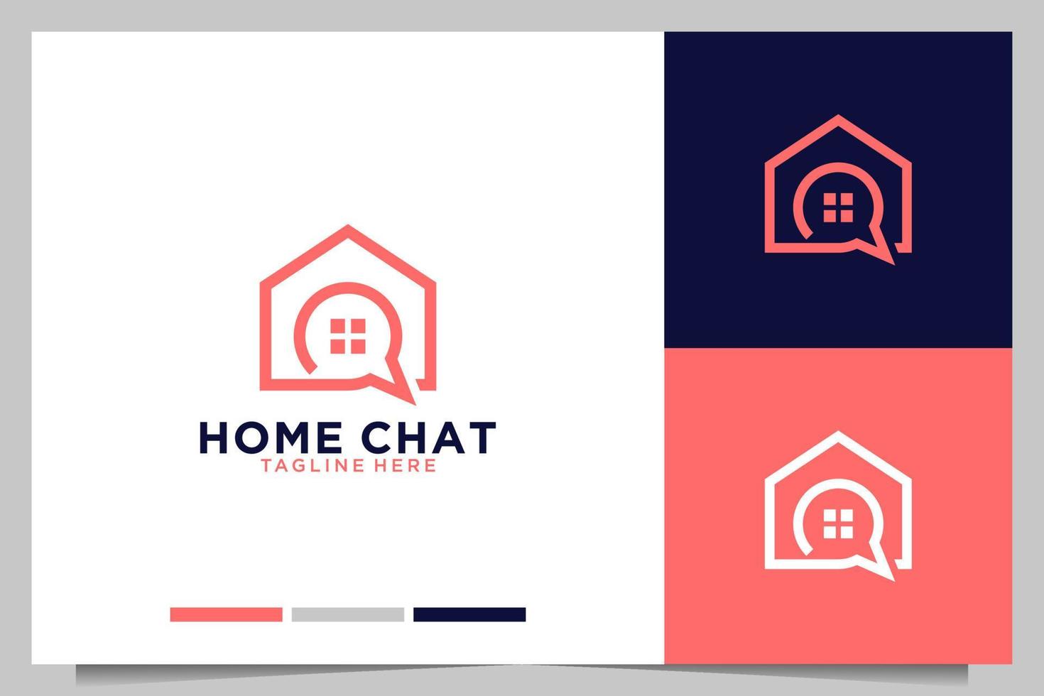 home chat line modern logo design vector